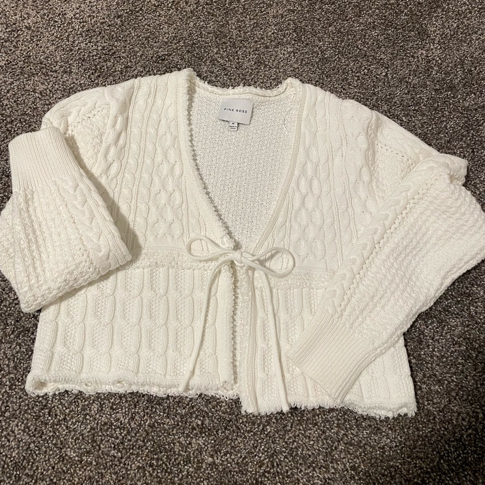 Pink Rose Front tie Sweater